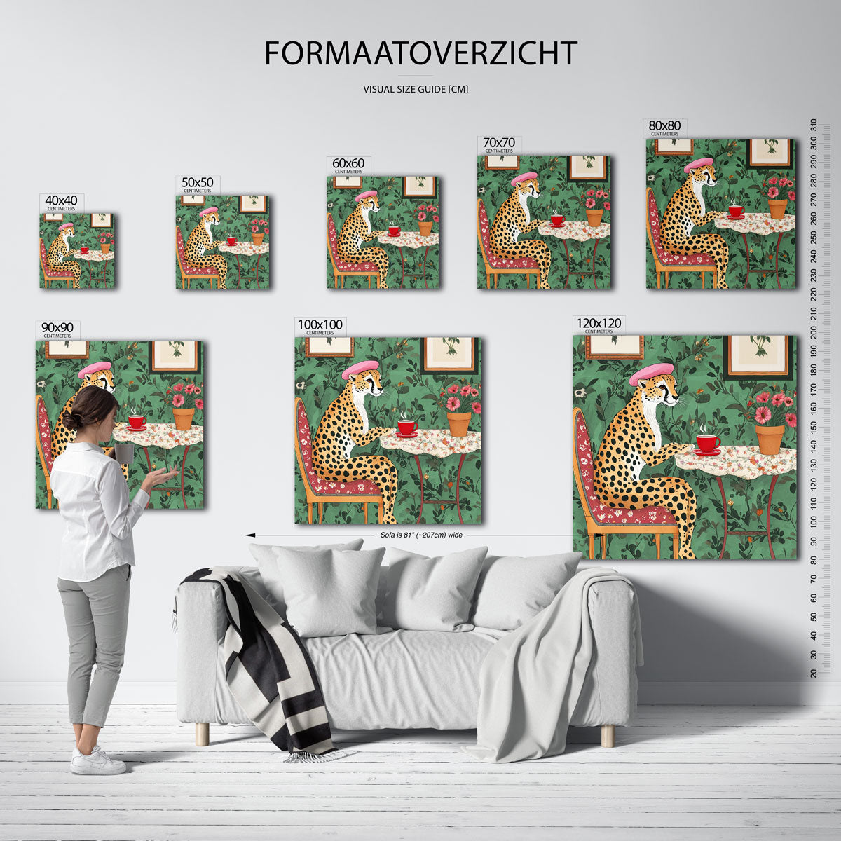 Cheetah met hoed en koffie Poster