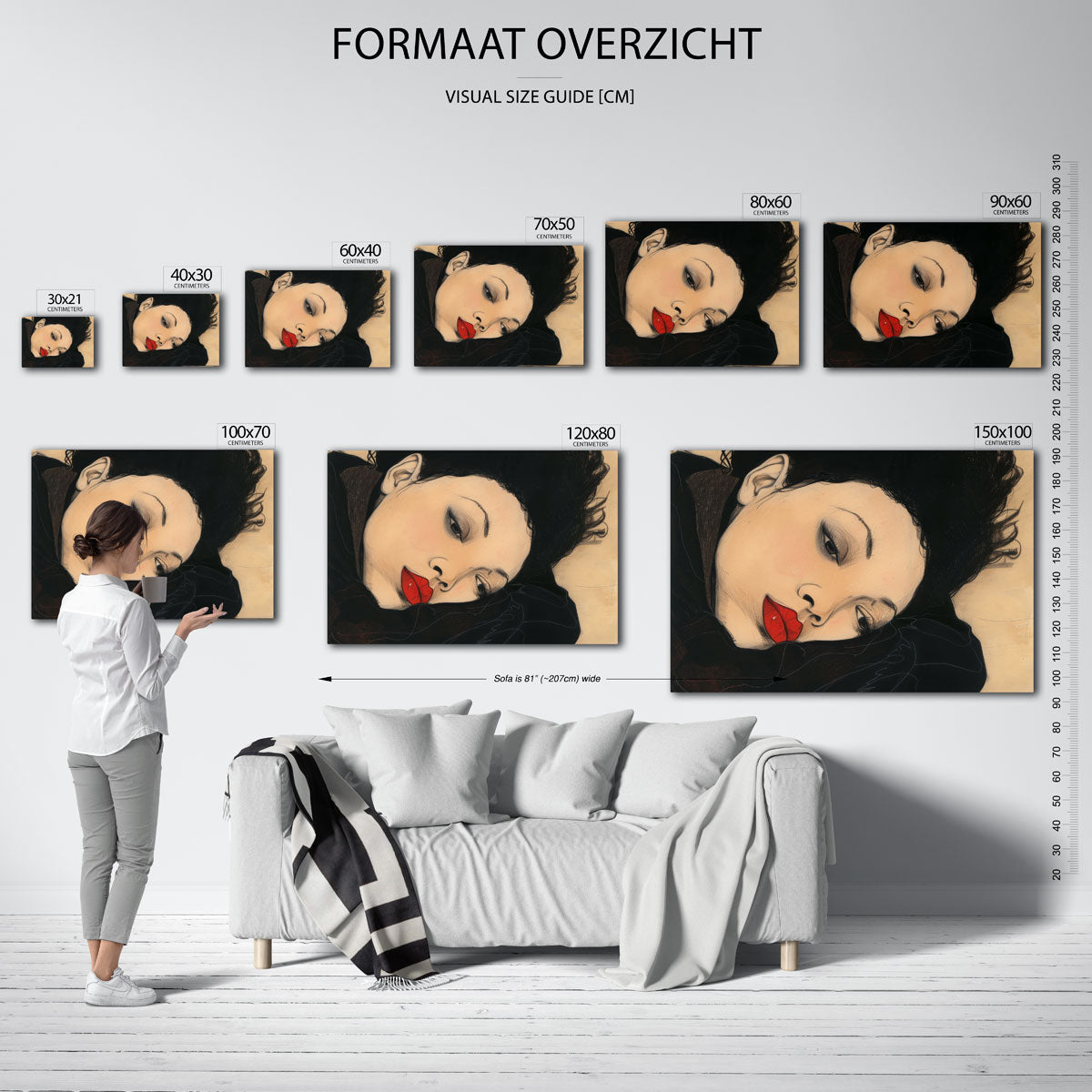 Portret met rode lippen Poster