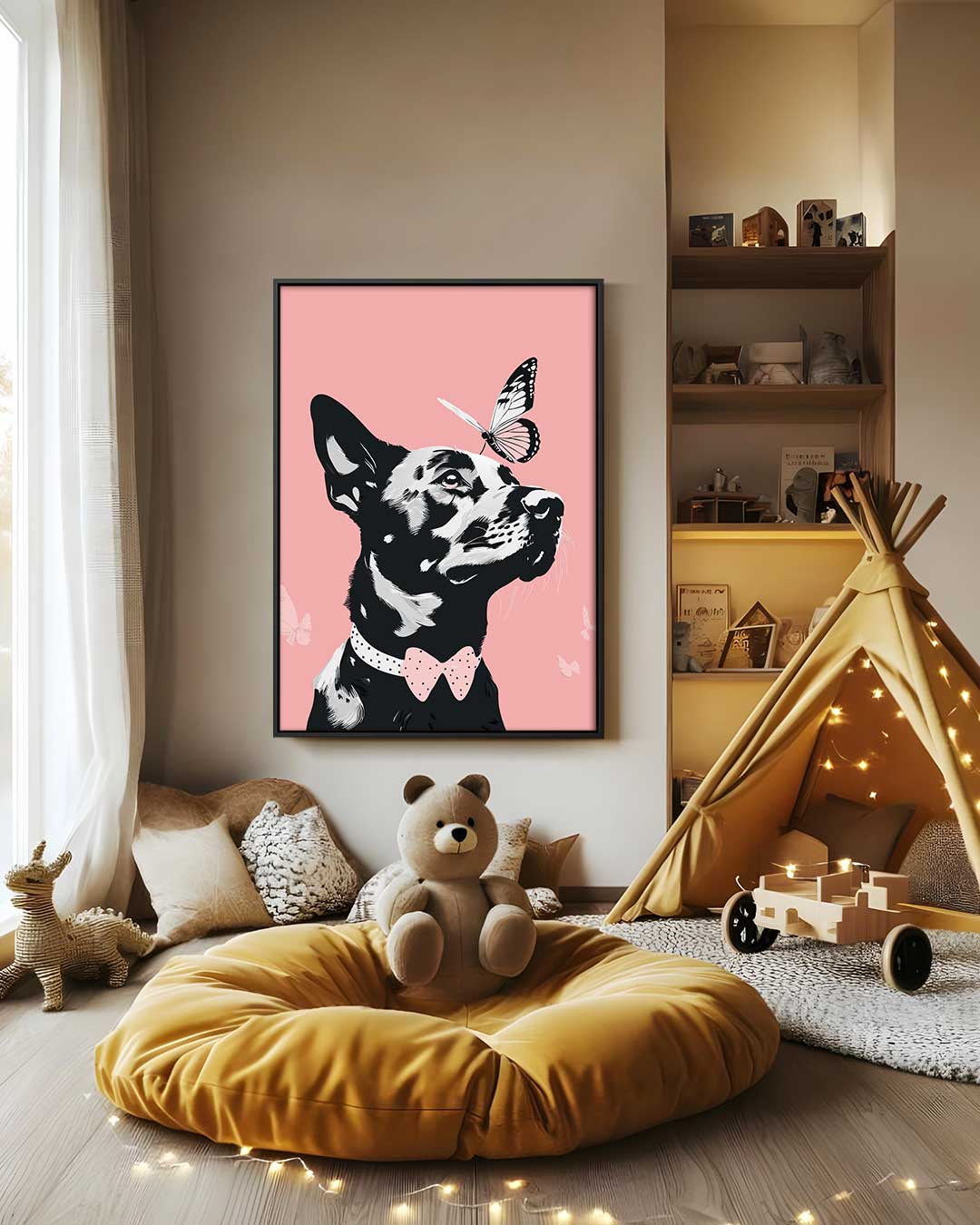 Dreamy Dog and Butterfly Artwork
