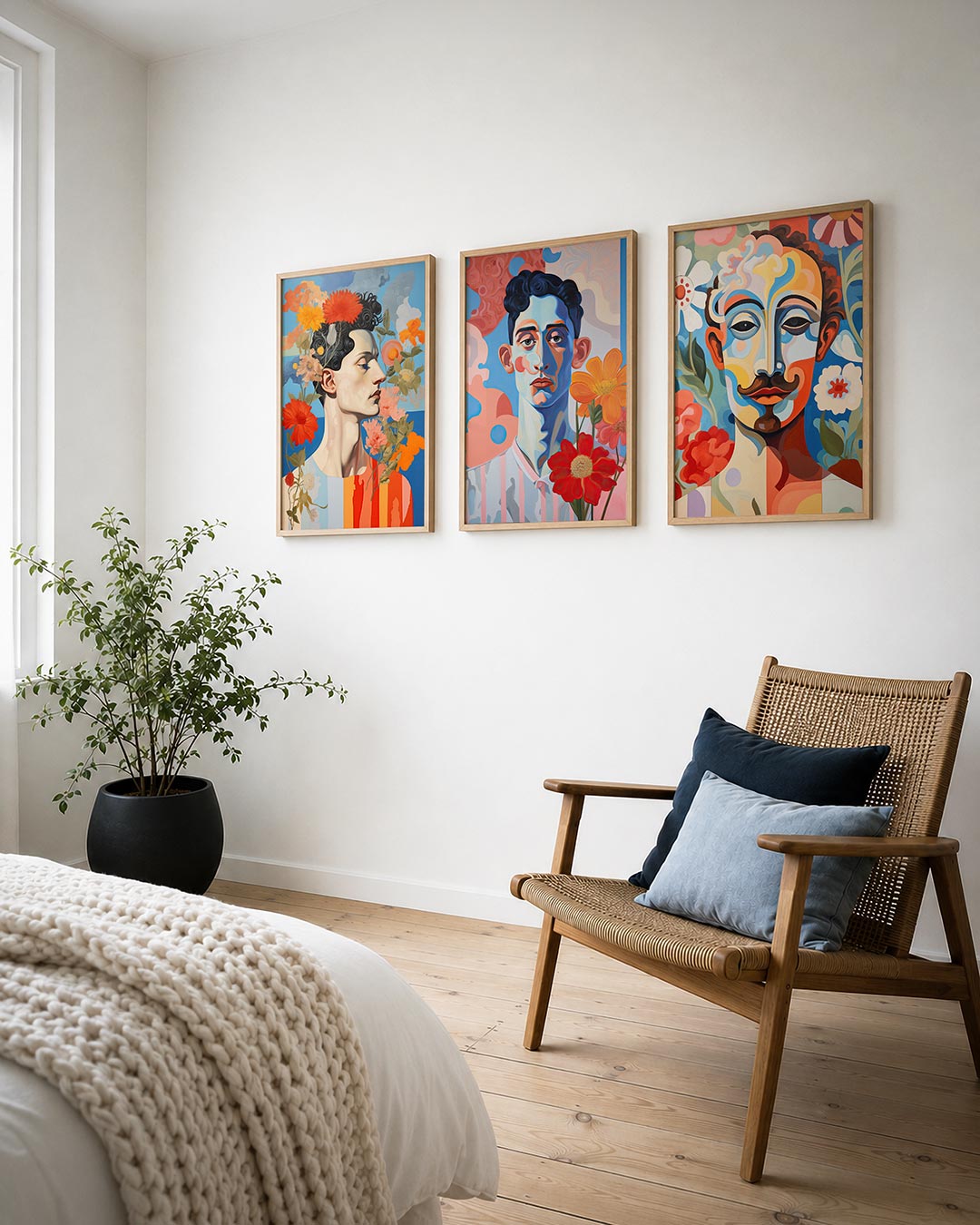 Bloemen en portret Posterset