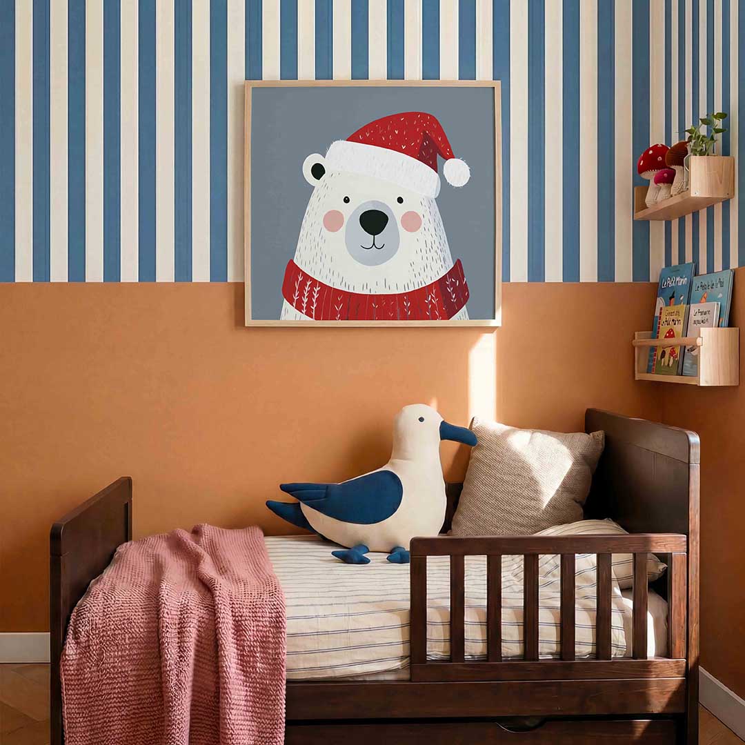 Ijsbeer met kerstmuts Poster