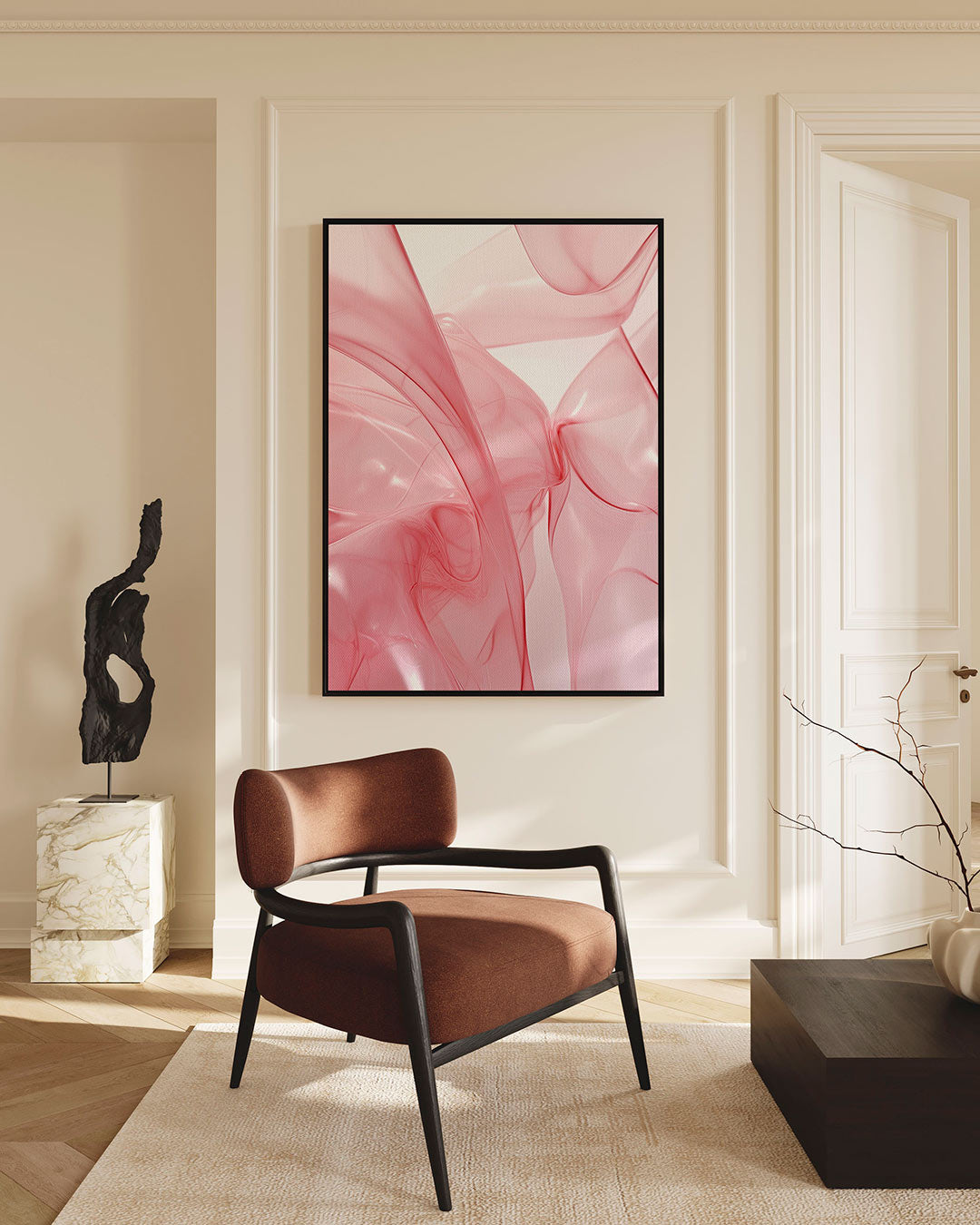 Vloeiende roze vormen Kunstwerk