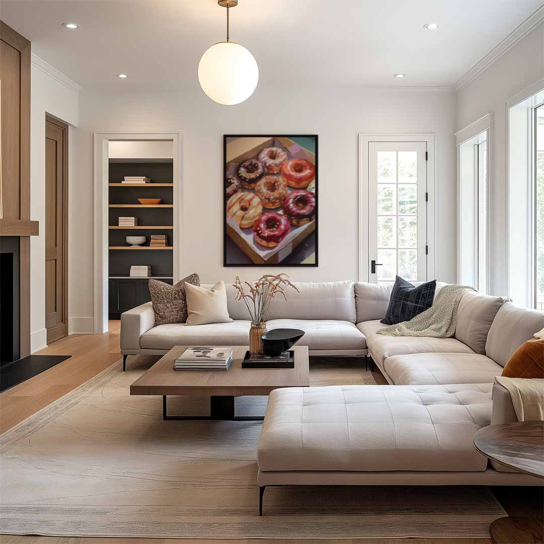 Kleurrijke Donut Verleiding Kunstwerk-canvas-dibond-plexiglas-wanddecoratie-WallArtistic