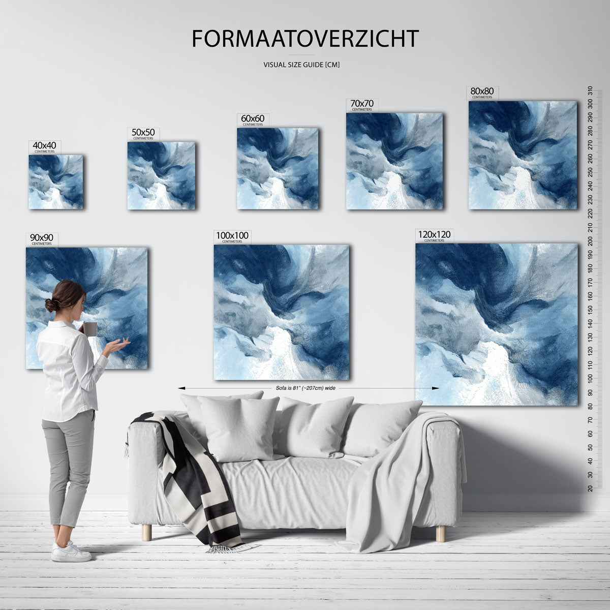 Abstracte blauwe vormen Poster