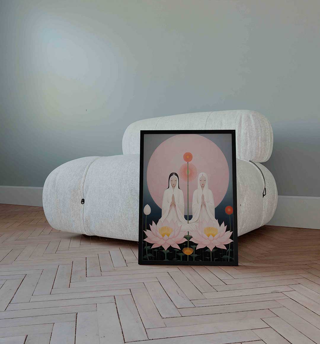 Twee figuren met bloemen Poster