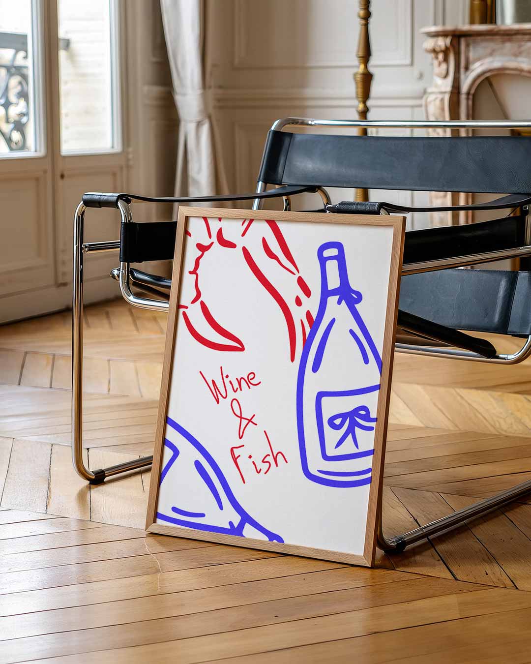 Wijn & Vis Poster-WallArtistic