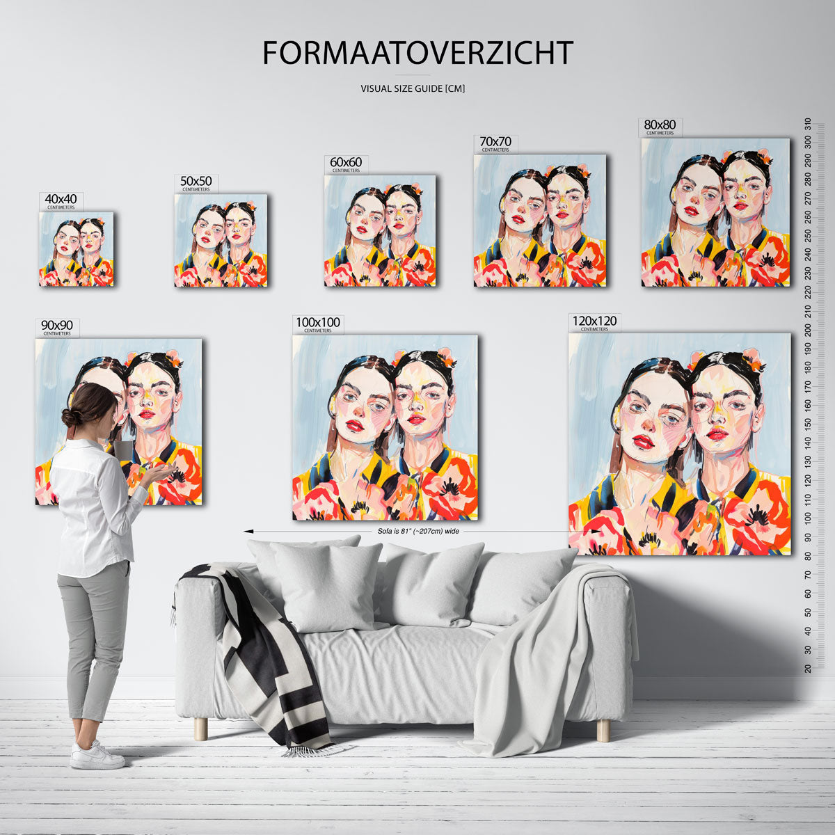 Twee figuren met bloemen Poster