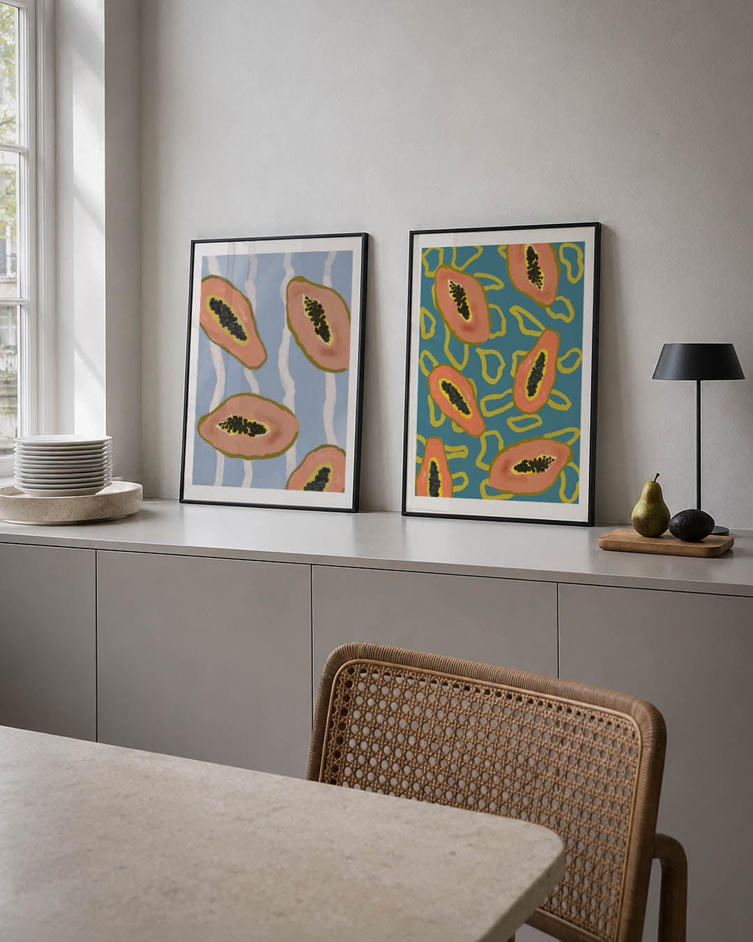 Vruchten en lijnen Posterset
