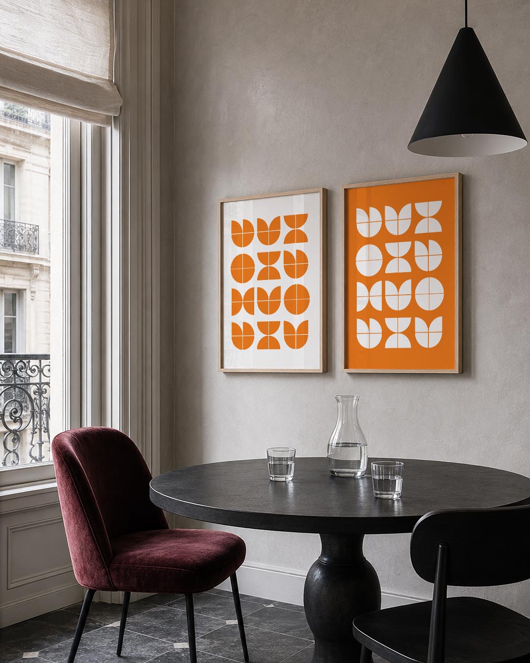 Oranje vormenritme Posterset