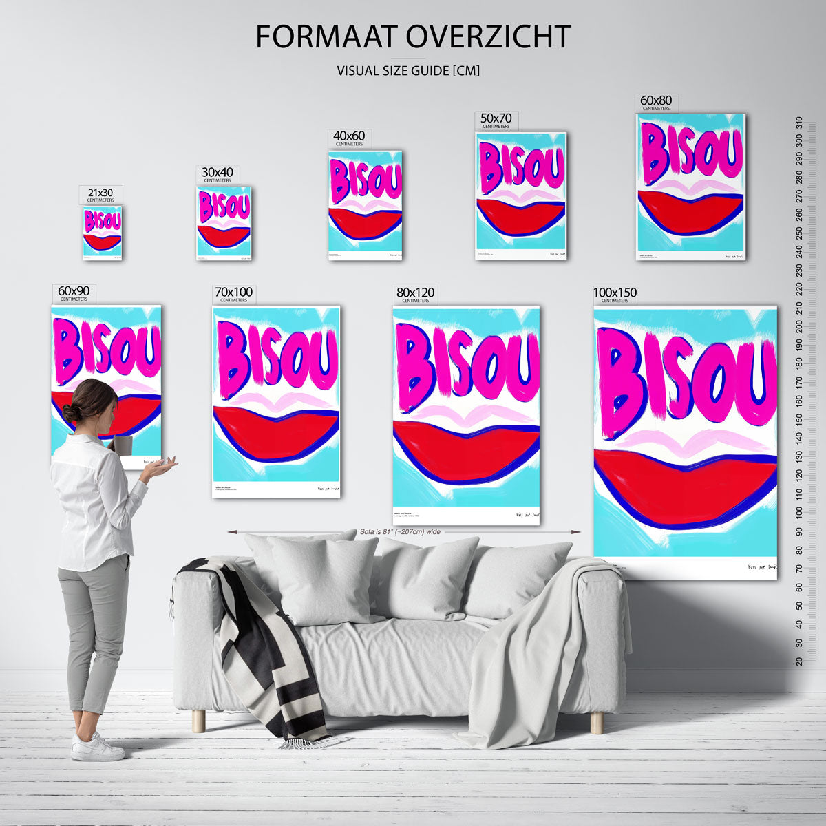 Bisou en rode lippen Poster
