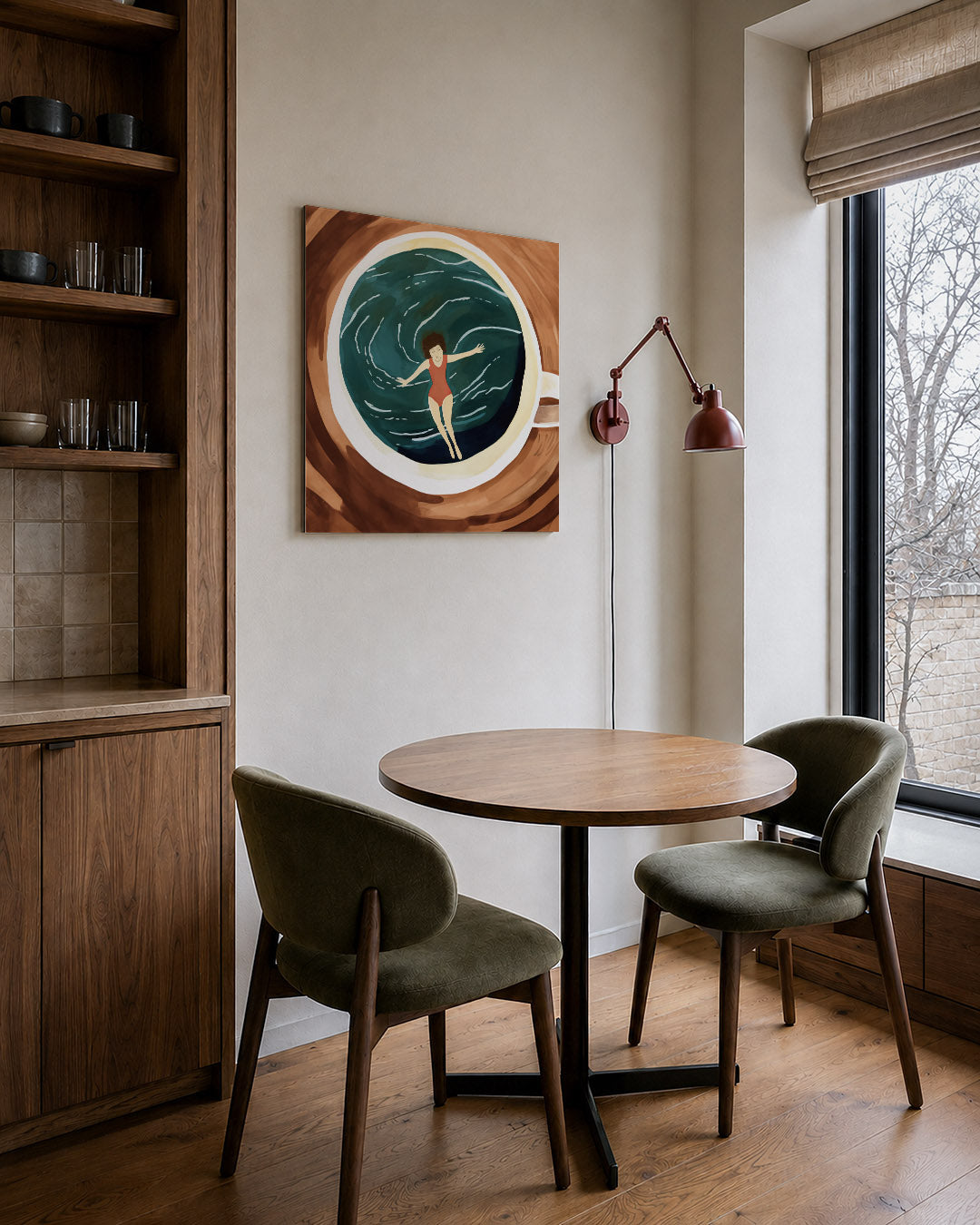 Dromerige zwemmer Kunstwerk