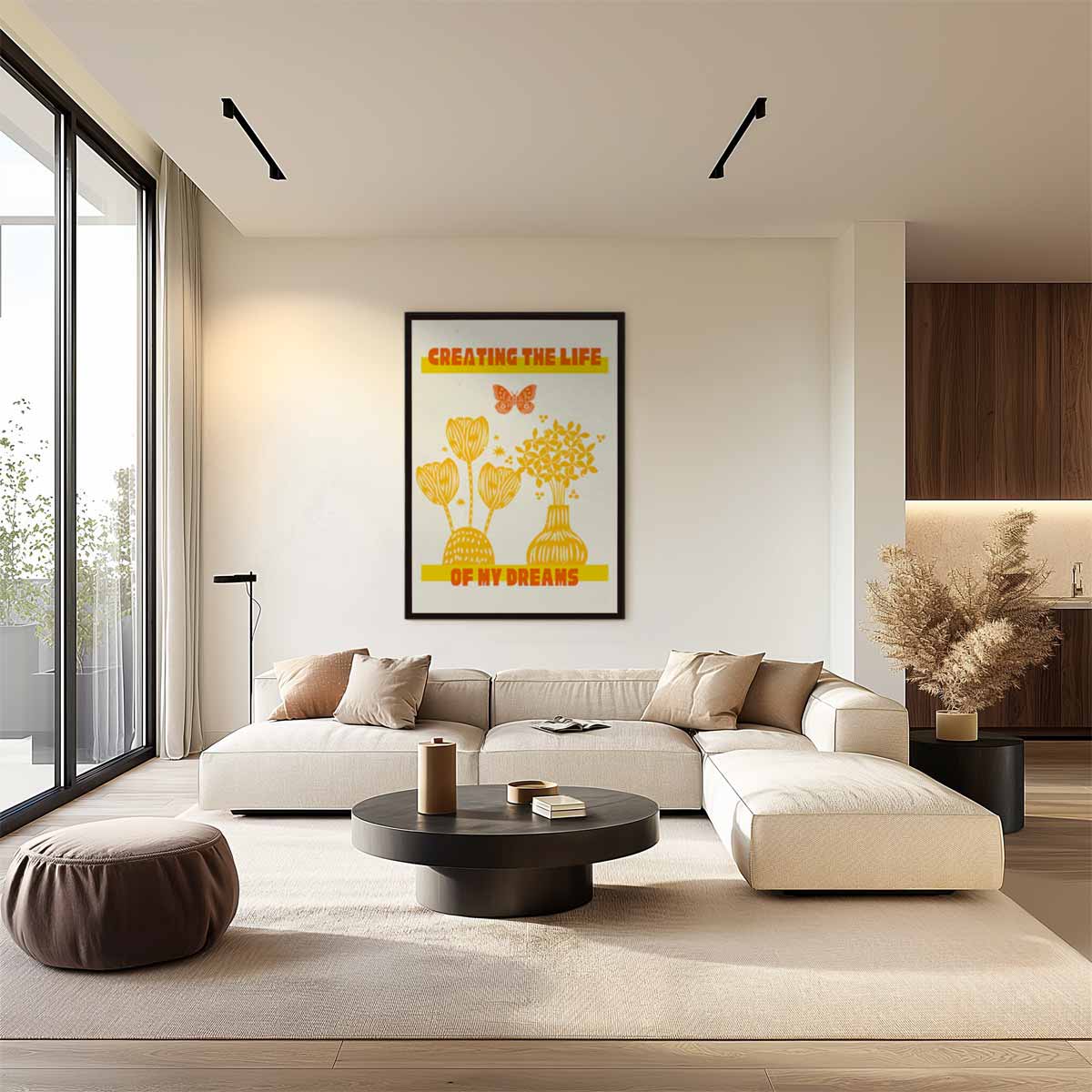 Bloemen en Vlinders Dromen Kunstwerk-canvas-dibond-plexiglas-wanddecoratie-WallArtistic