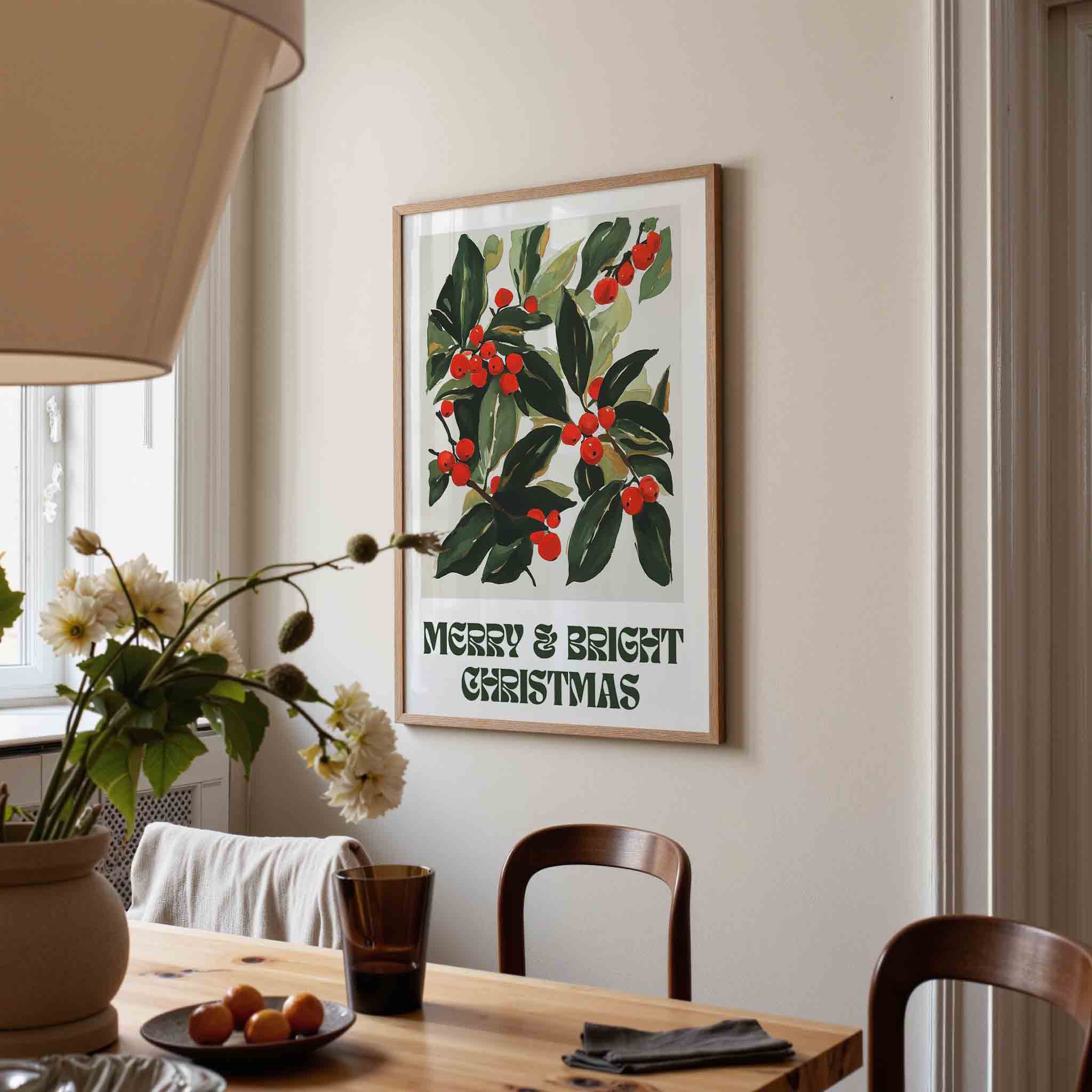 Groene bladeren en rode bessen Poster