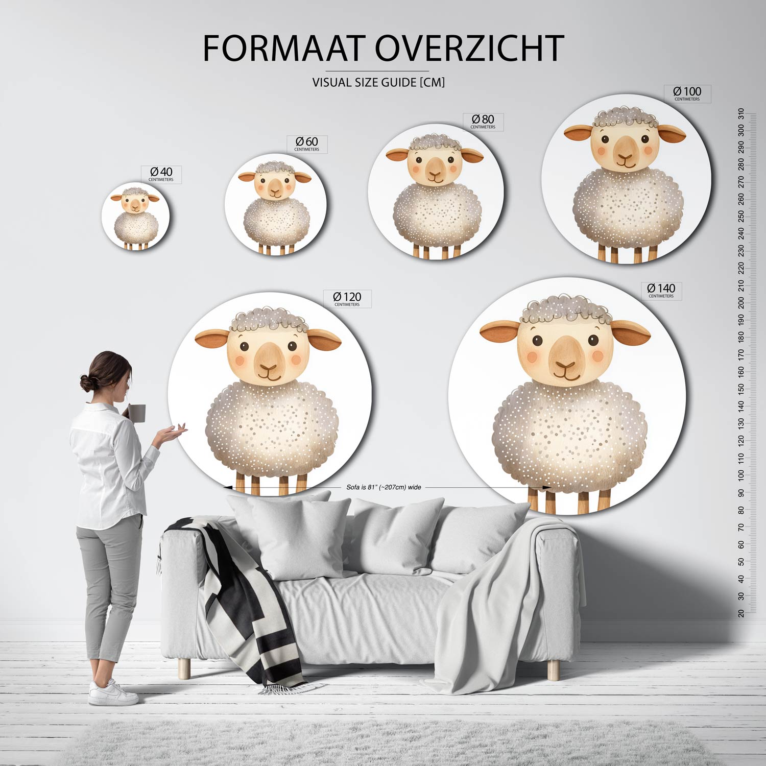 Schattig schaap Muurcirkel