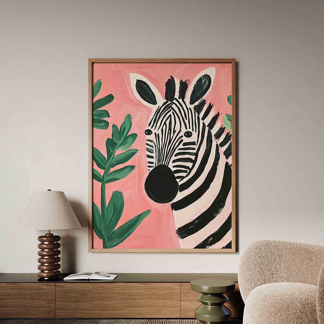 Zebra en bladeren Poster