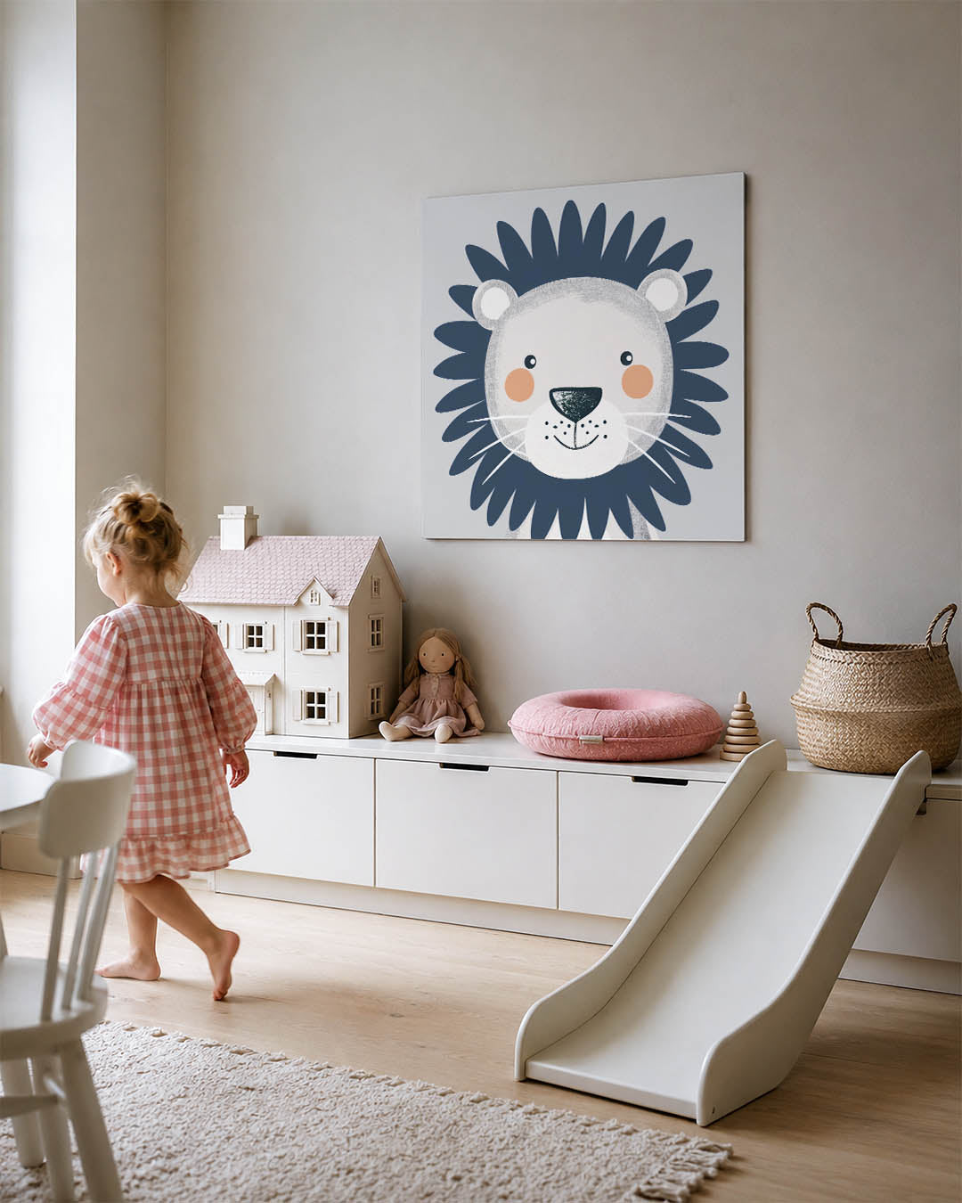 Speelse leeuwenkop Kunstwerk