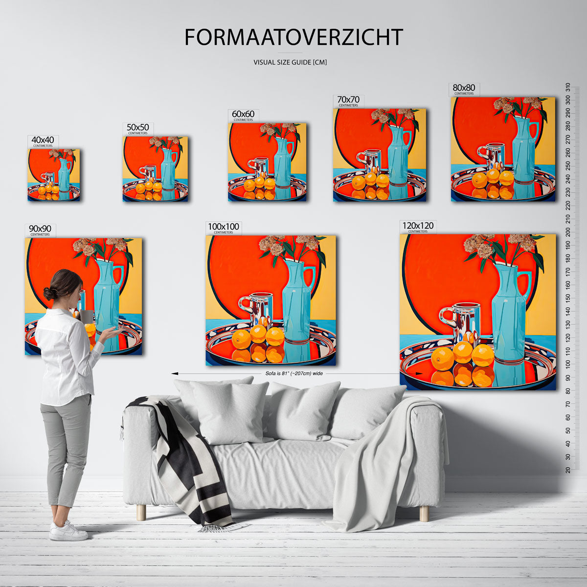 Stilleven met kan en sinaasappels Poster