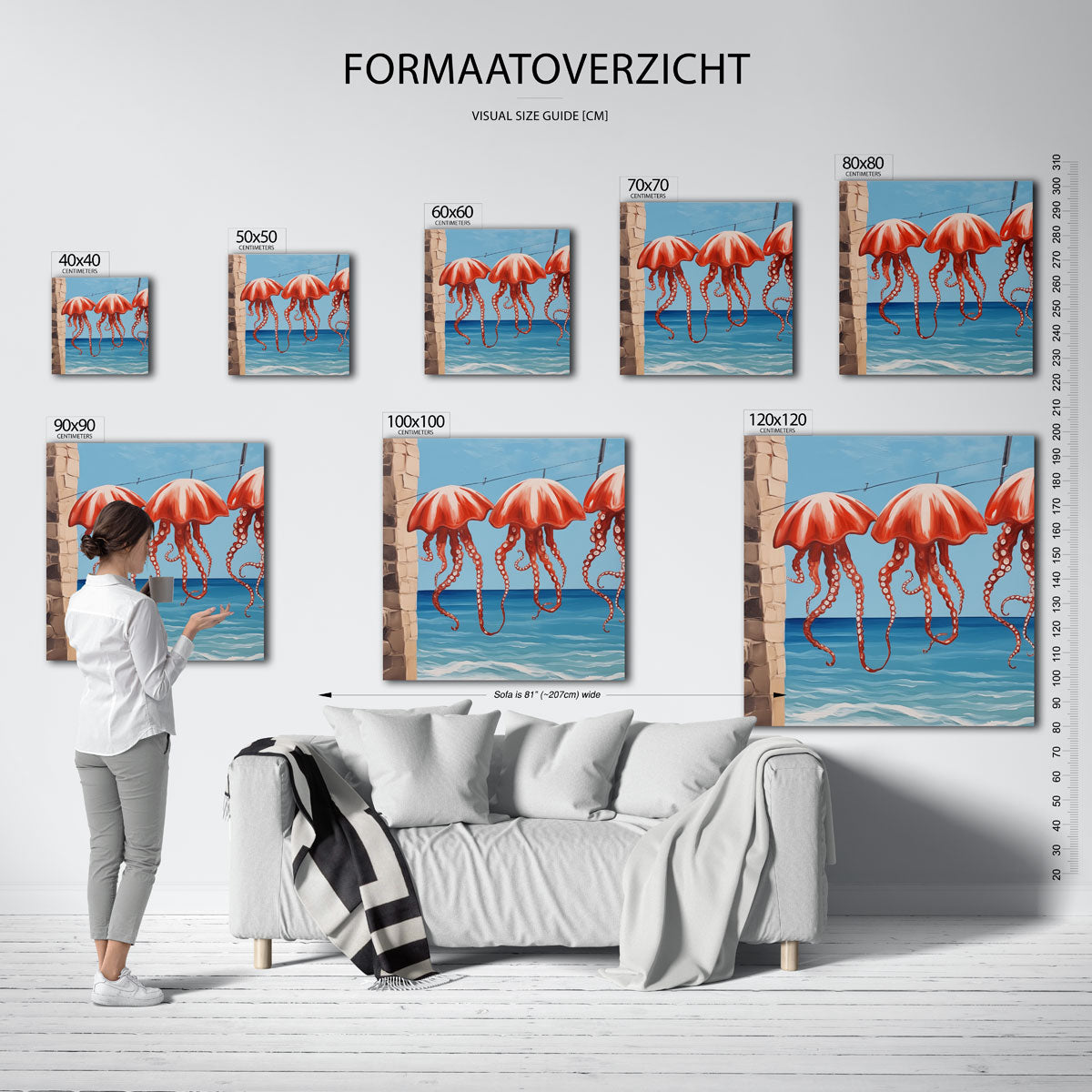 Rode kwallen boven zee Poster