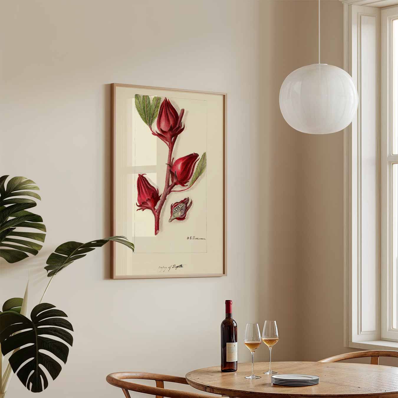 Botanische Kunstposter met Hibiscusbloem Poster-WallArtistic