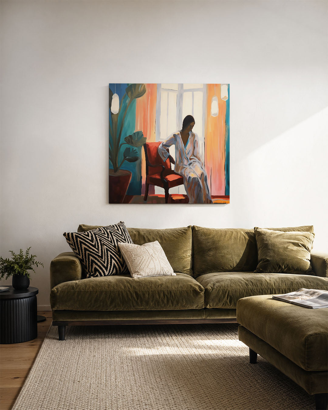 Vrouw in interieur Kunstwerk