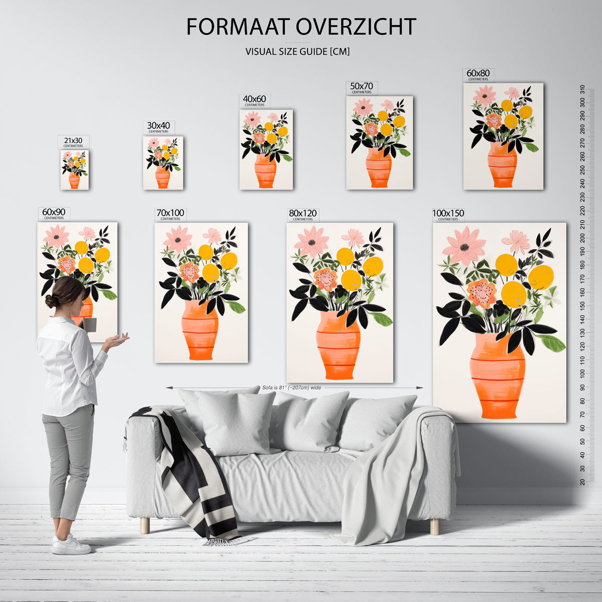 Bloemen in oranje vaas Poster