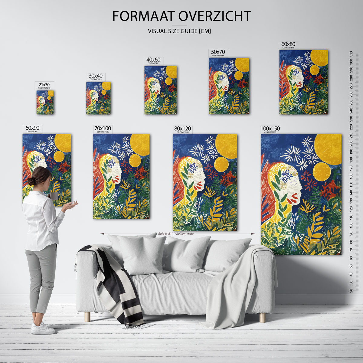 Figuur met bladeren Poster