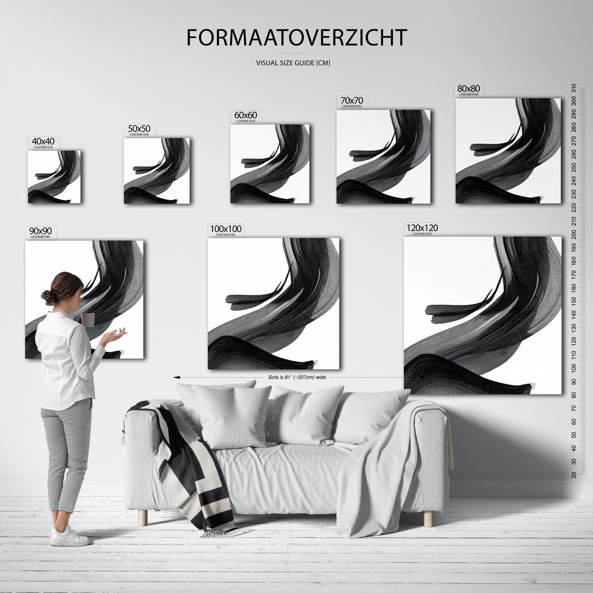 Abstracte zwarte penseelstreken Poster