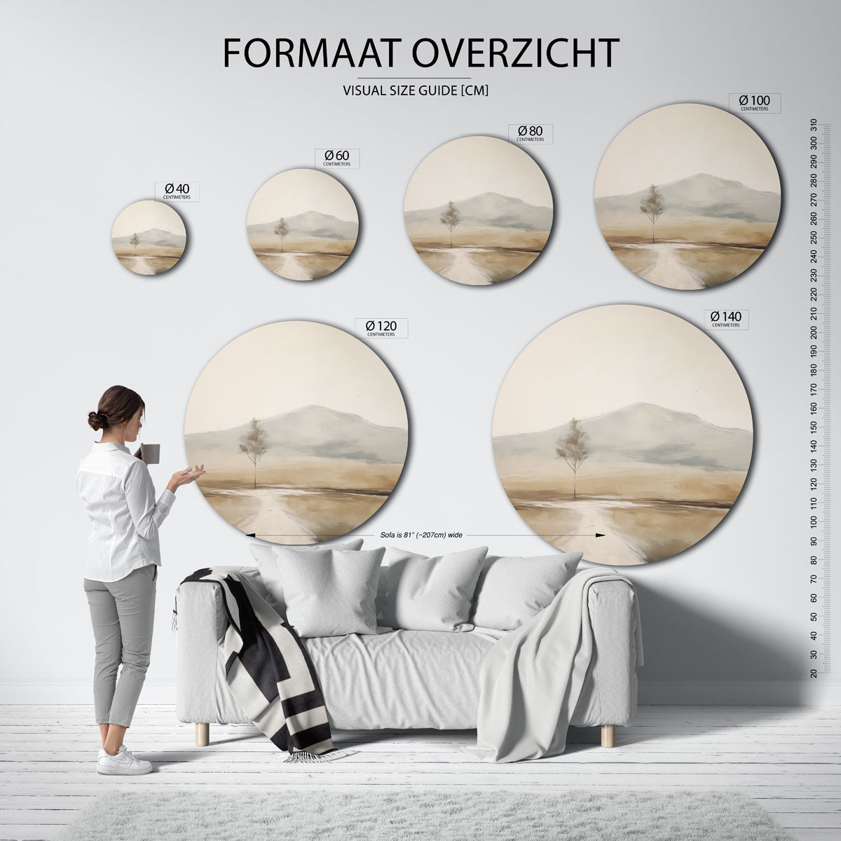 Landschap met boom Muurcirkel