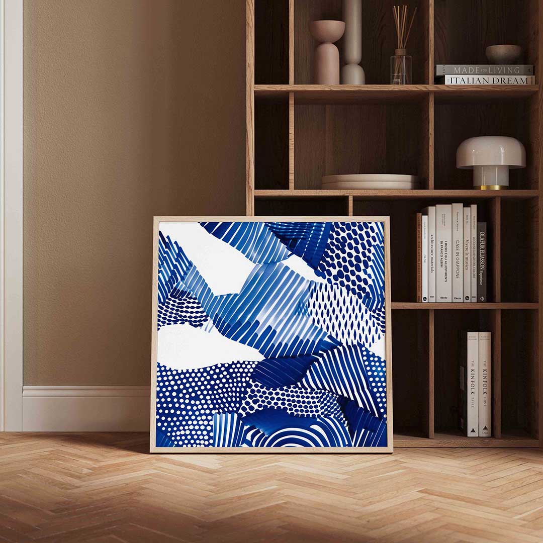 Abstracte blauwe patronen Poster