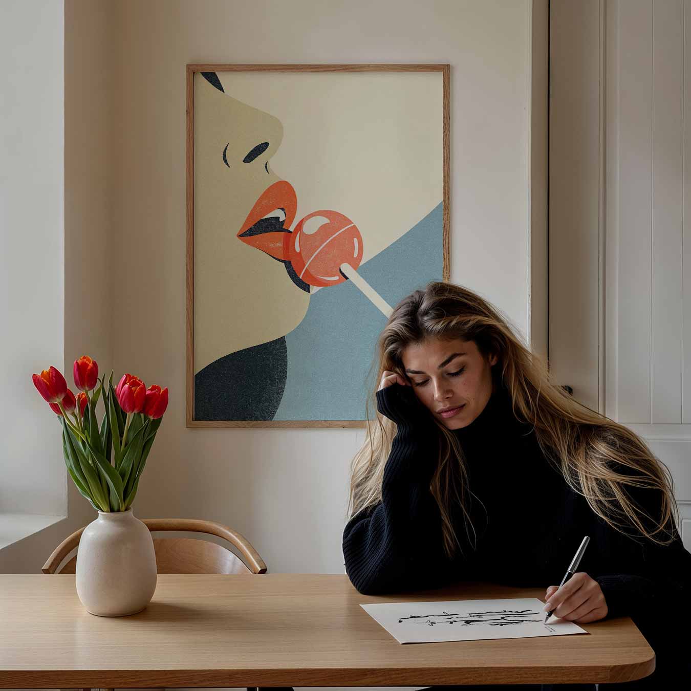 Verleidelijke Lollipop Kunstposter-WallArtistic