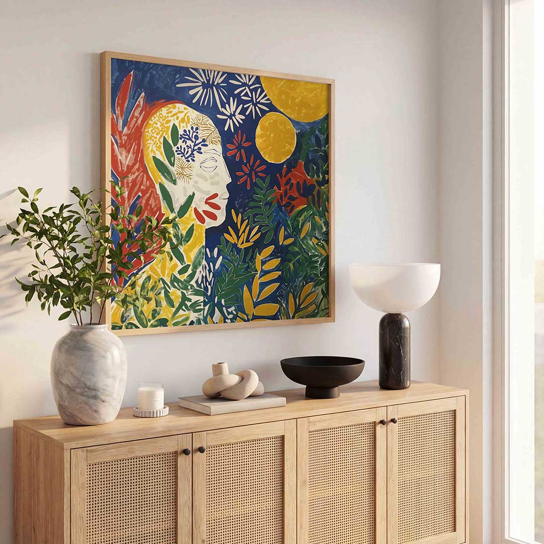 Abstracte natuur en gezicht Poster
