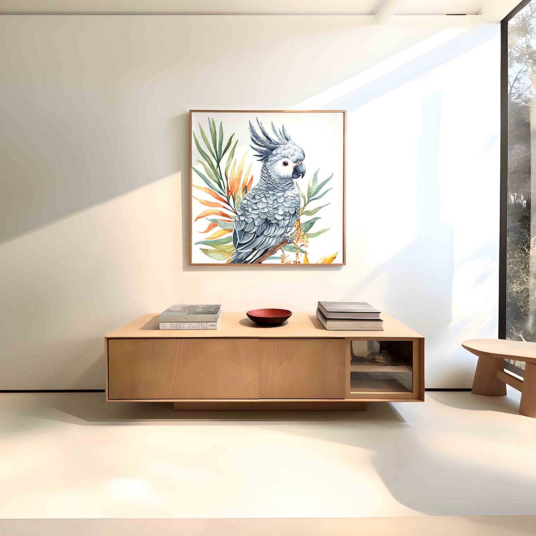 Papegaai met bladeren Poster