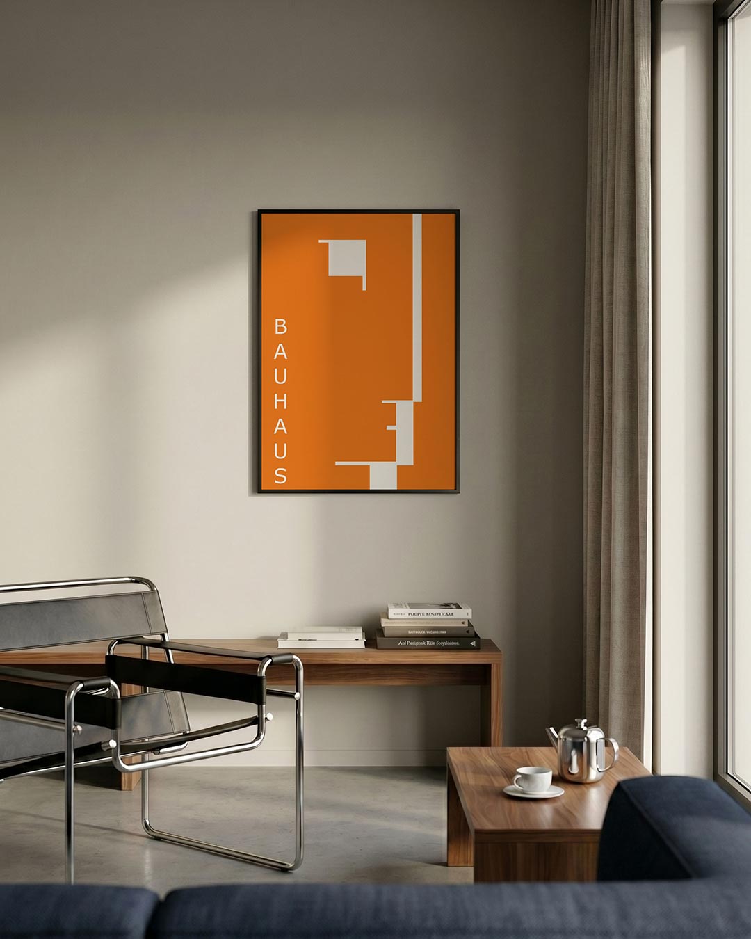 Oranje en wit Poster