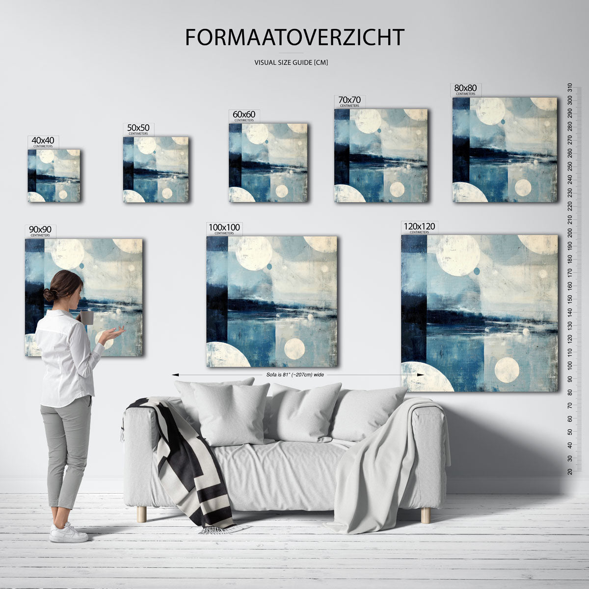 Blauwe cirkels en landschappen Poster