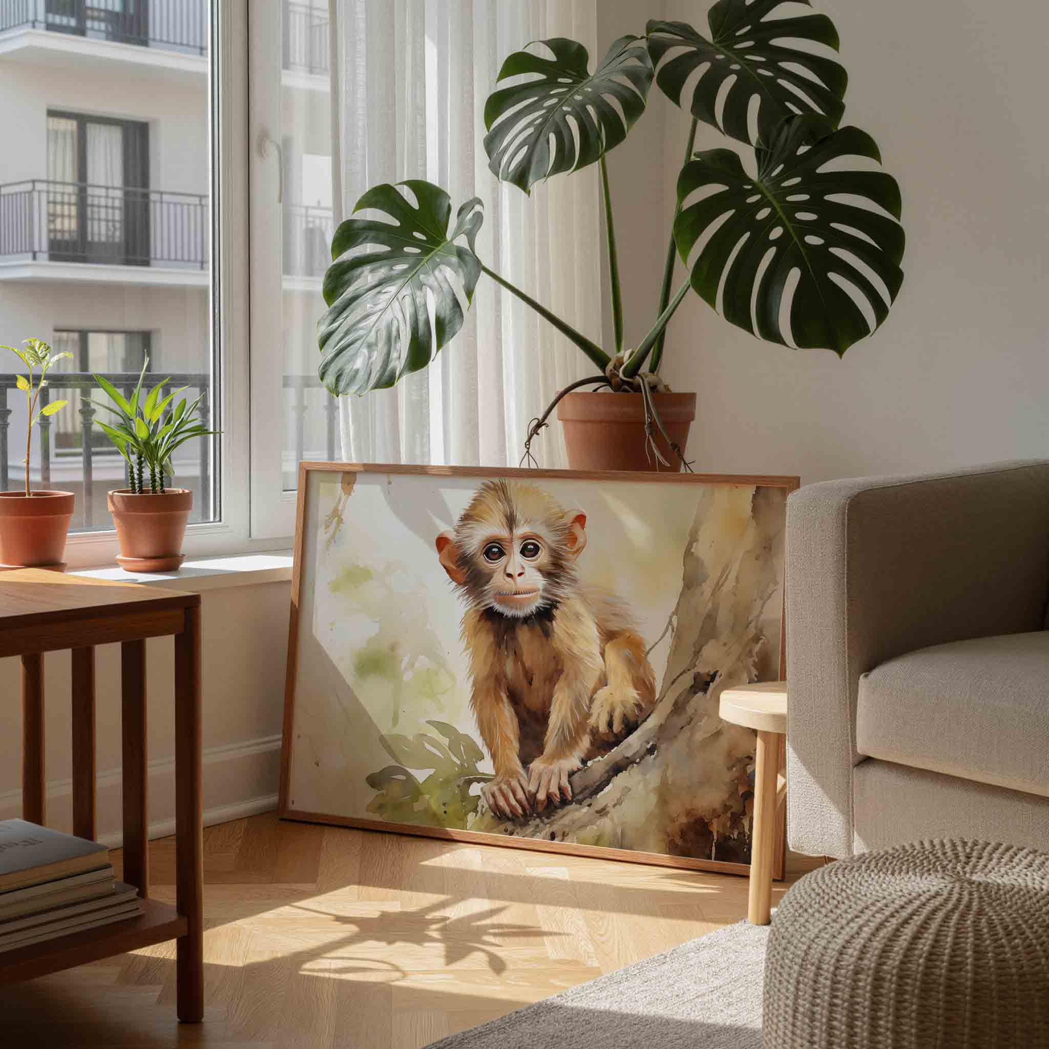 Jonge aap op boom Poster