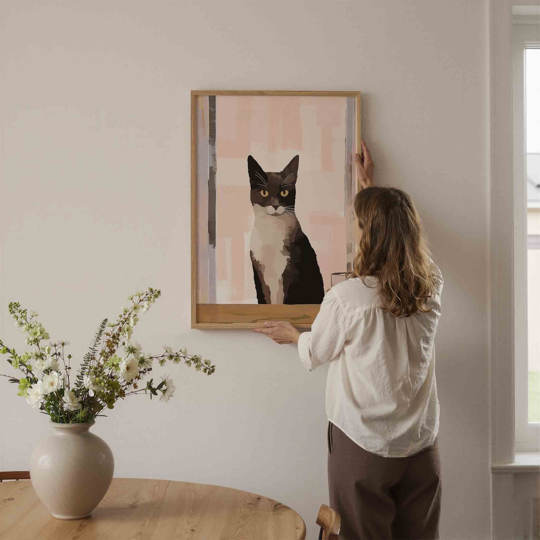 Kat met glas Poster
