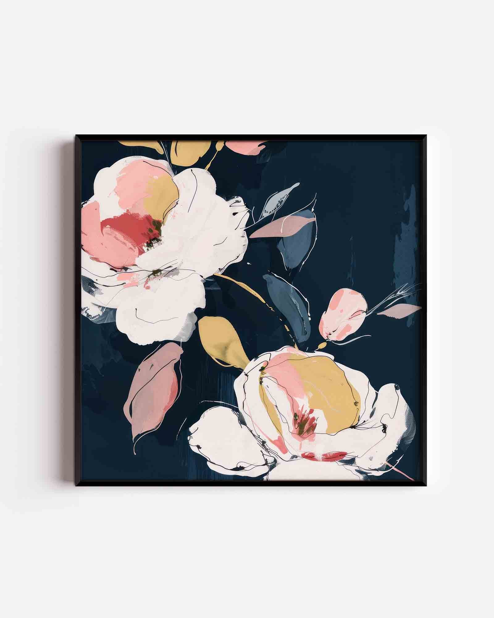 Bloemen op donkere achtergrond Poster