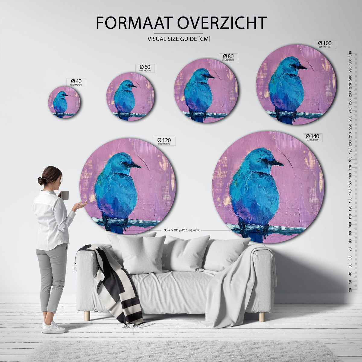 Blauwe vogel Muurcirkel