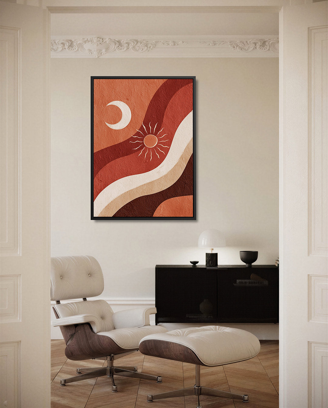 Golvende zon en maan Kunstwerk