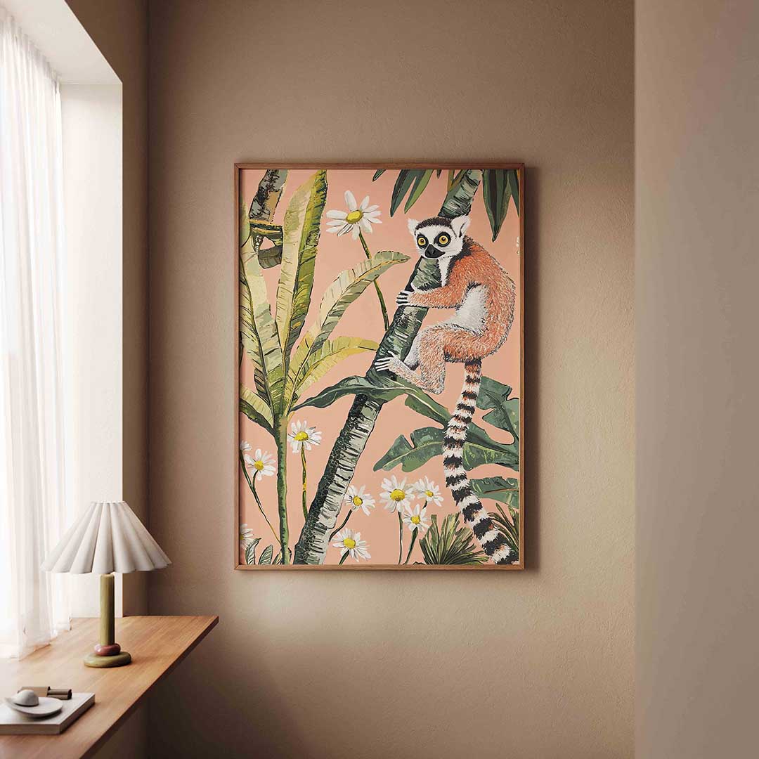 Lemur op palm Poster
