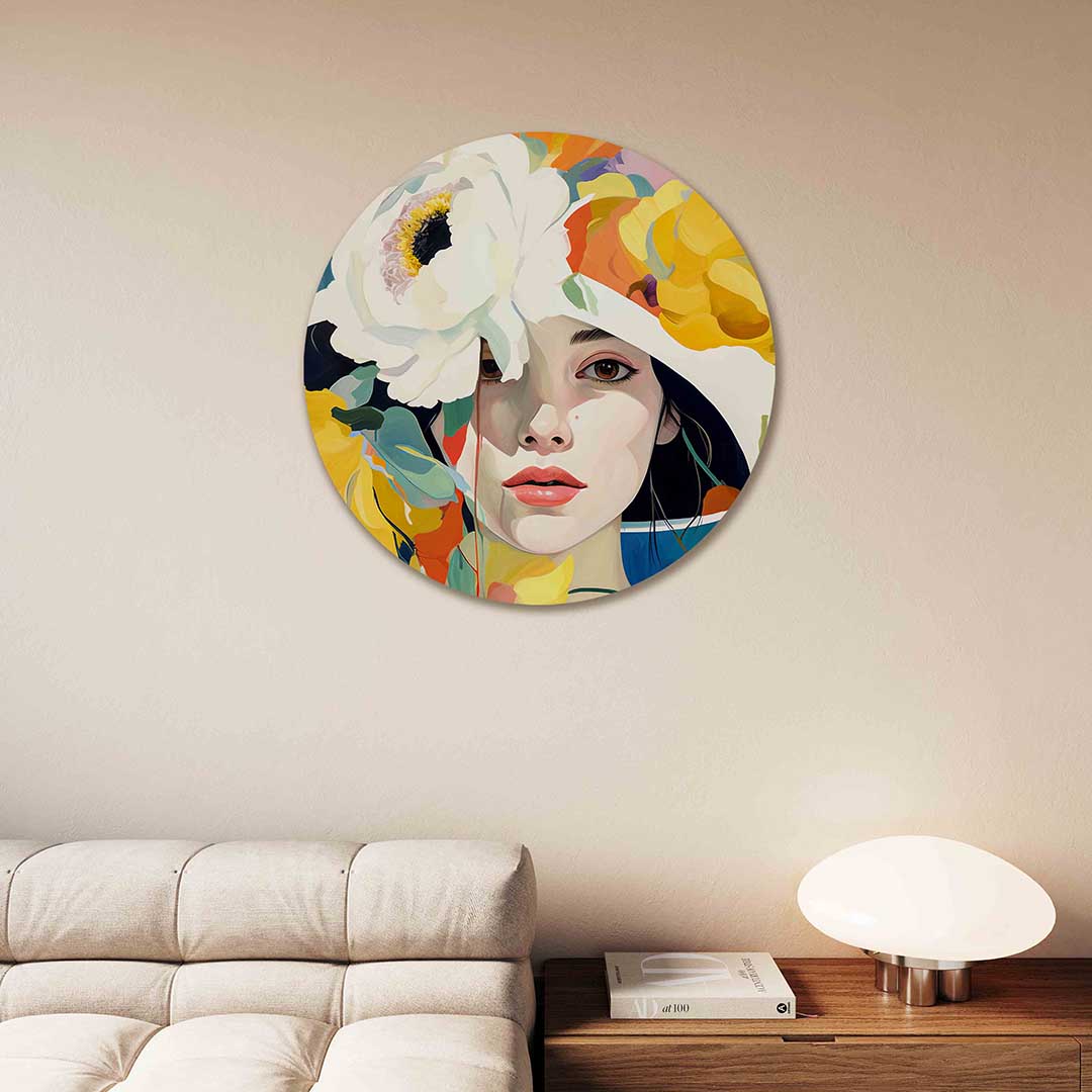 Vrouw met bloemen Muurcirkel