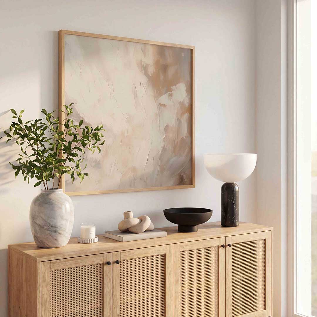 Abstracte beige en witte Poster