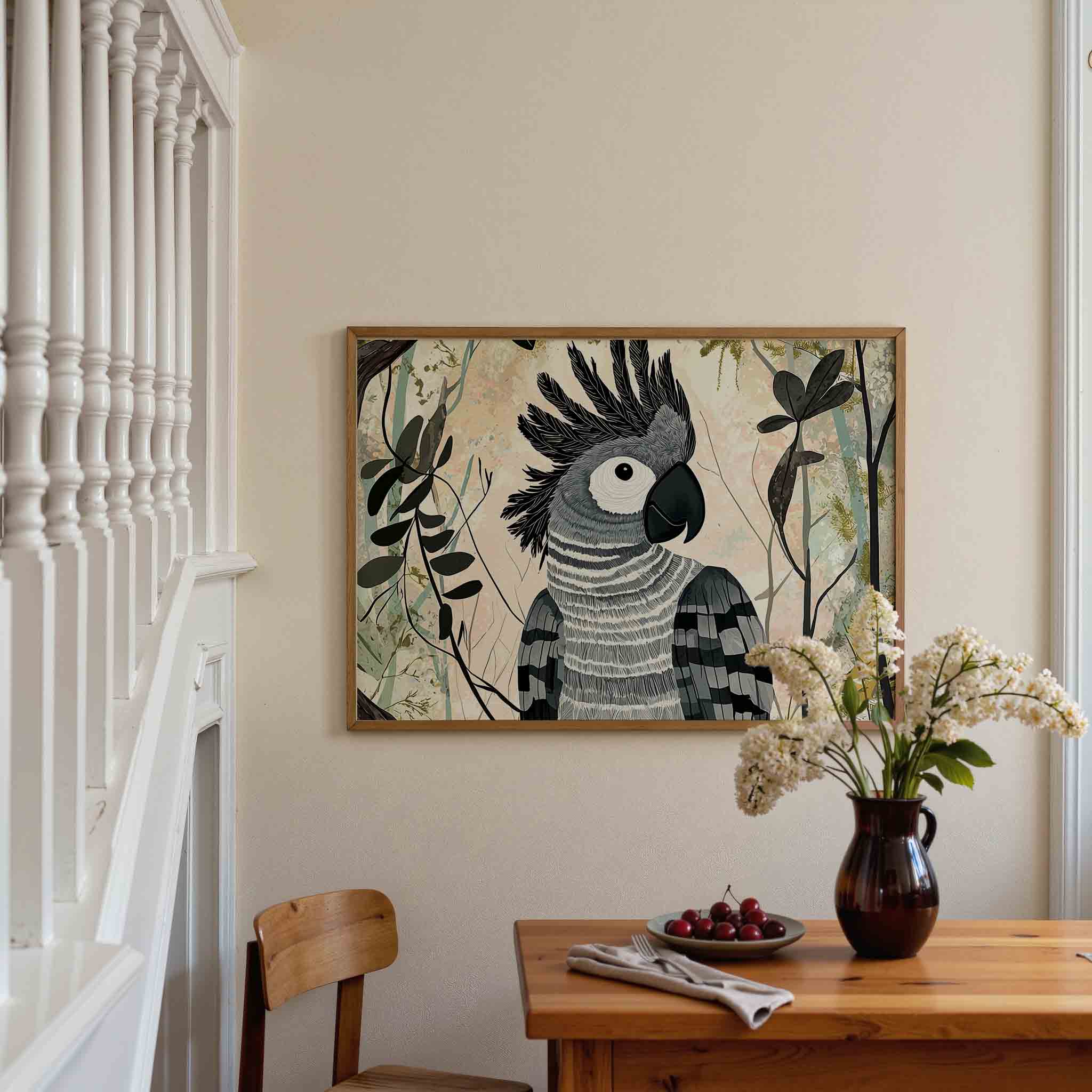 Papegaai met bladeren Poster