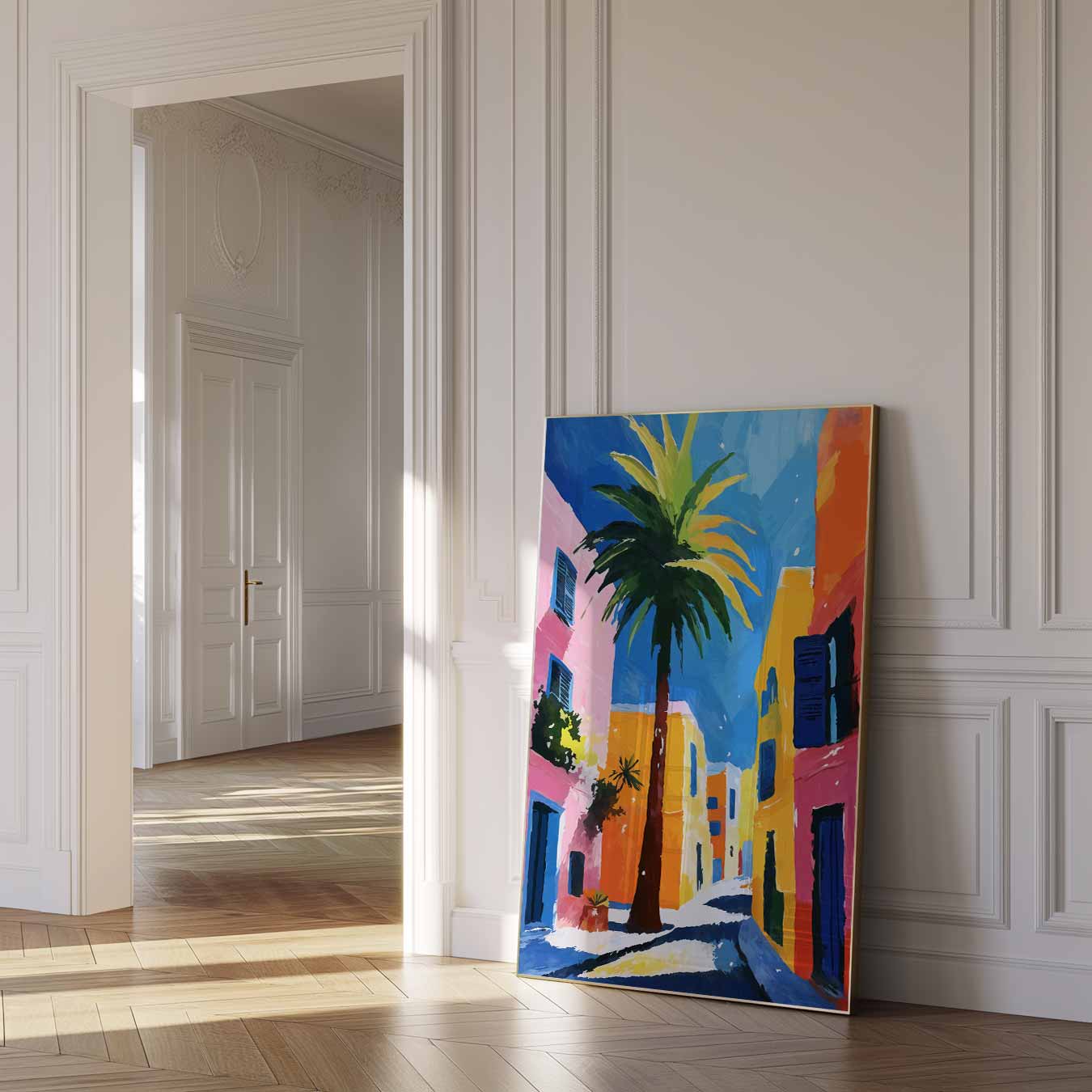 Kleurrijke Straat met Palmbomen Poster-WallArtistic