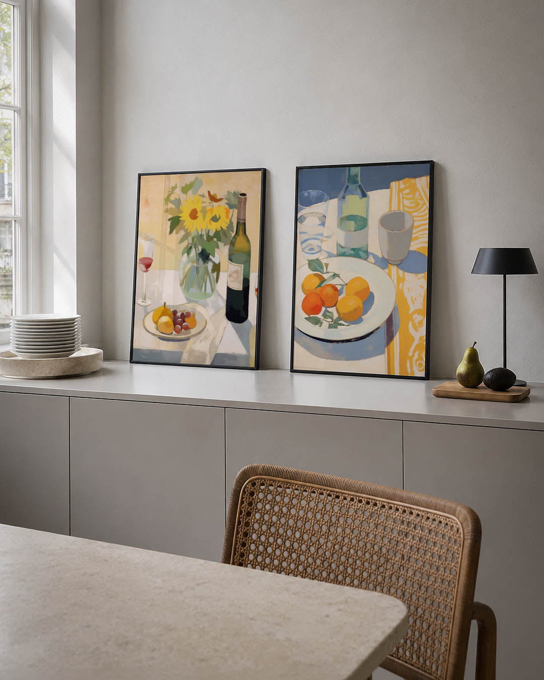 Zonnige tafelsetting Posterset