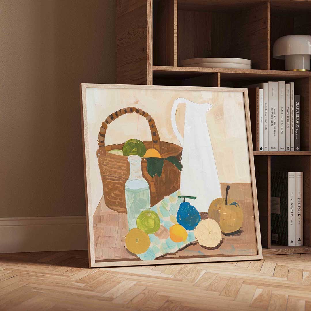 Stilleven met fruit en mand Poster