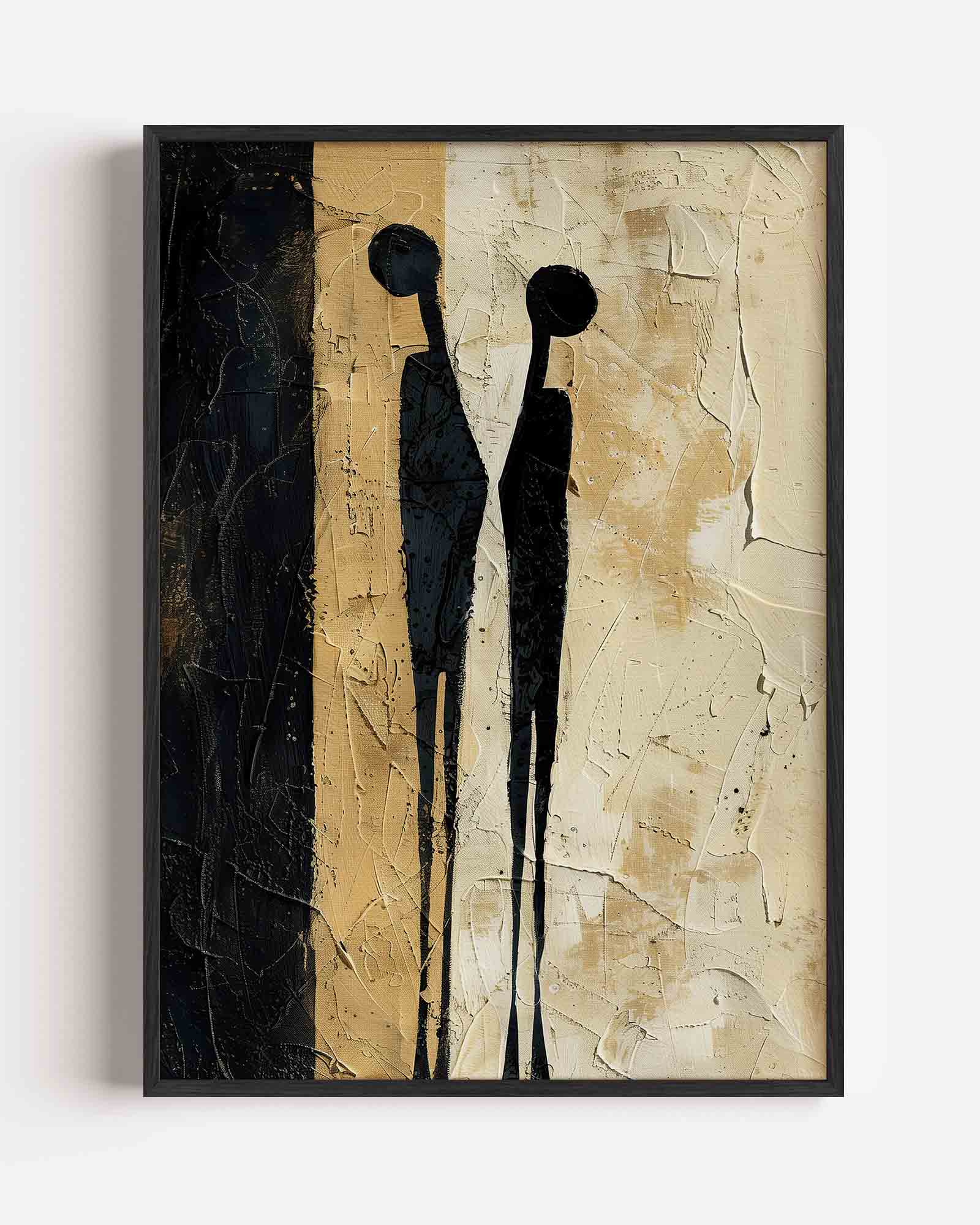 Twee figuren op beige Poster