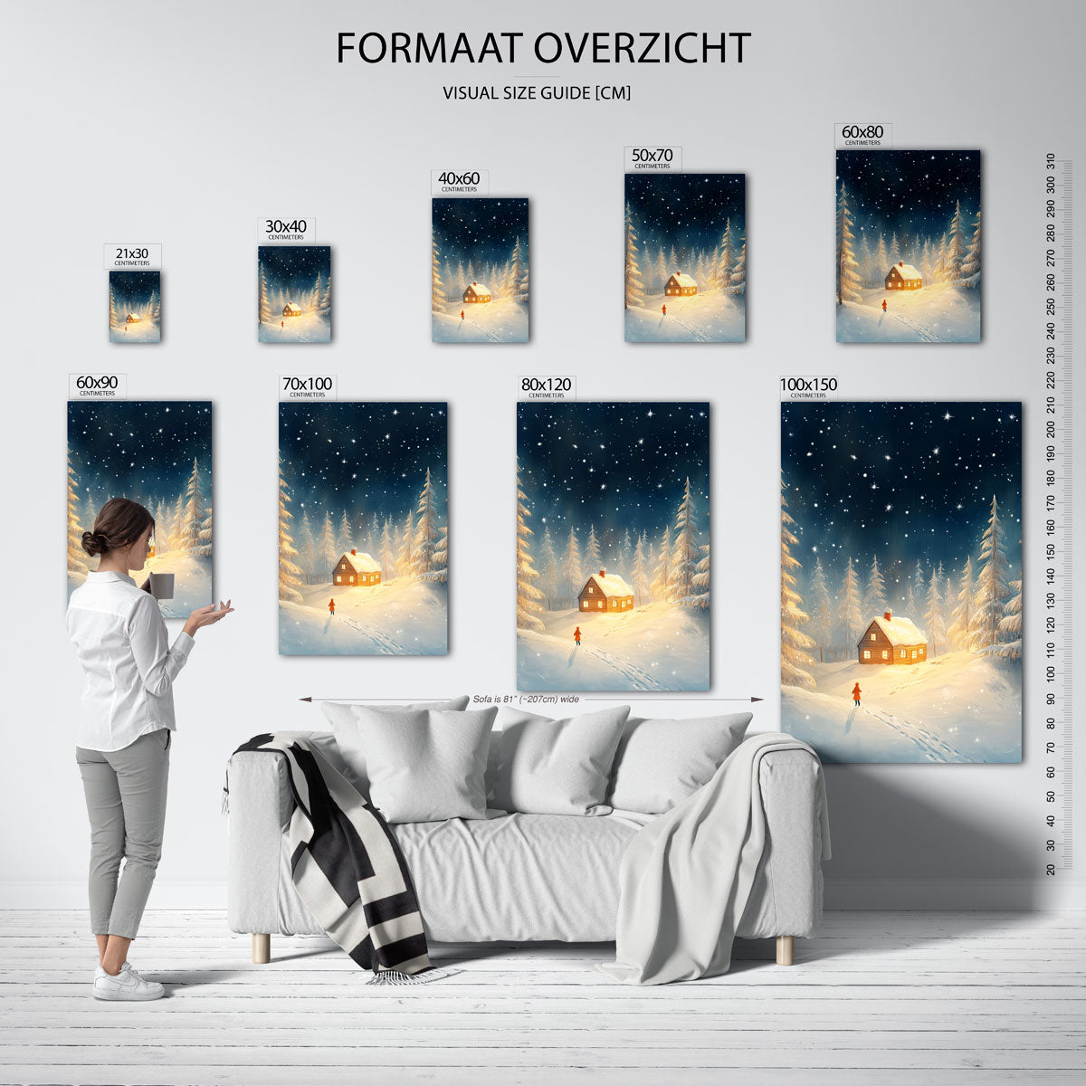 Winterlandschap met huis Poster