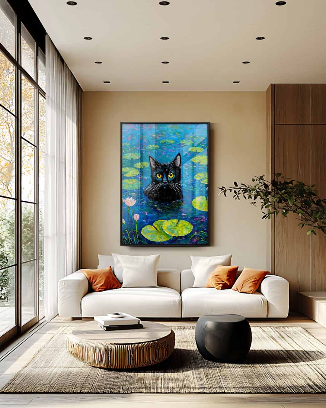 Cat in the Water Lilies Artwork