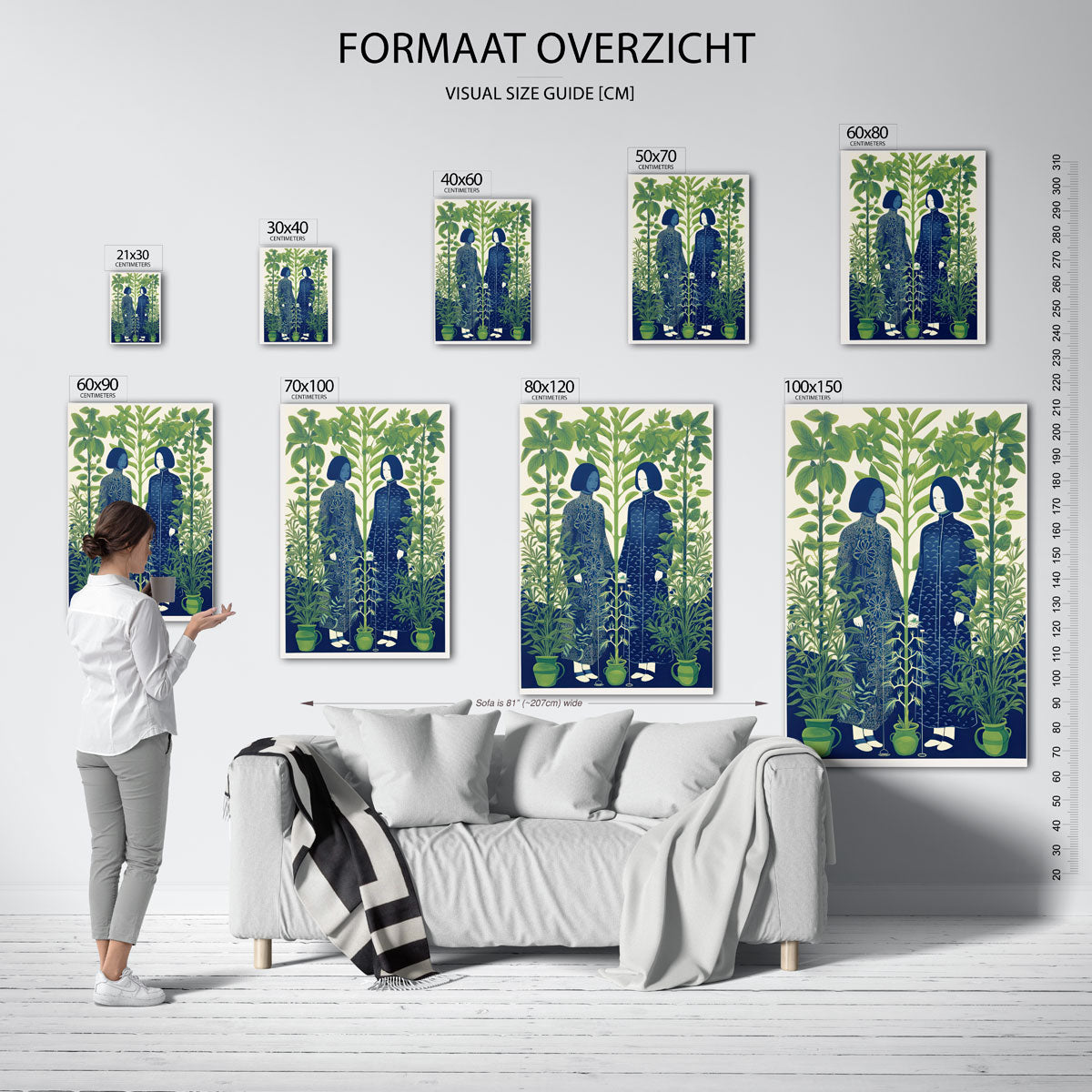 Twee figuren tussen planten Poster